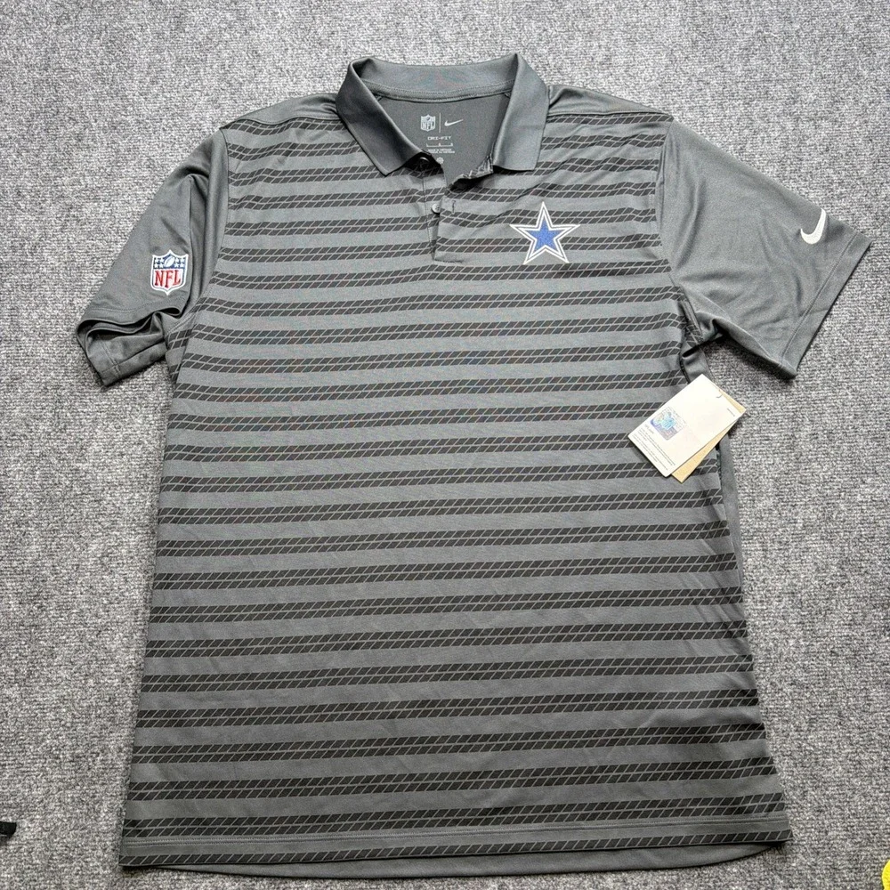 NIKE DALLAS COWBOYS Polo Shirt Mens Large L Gray Dri-Fit Golf Modern NFL   New!!